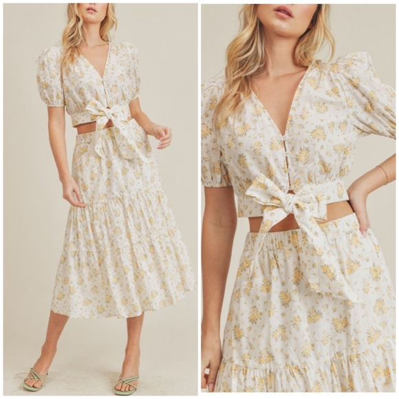 LAST 1❗️LUSH Ivory Floral 2-Piece Midi Skirt Set - Picture 11 of 11